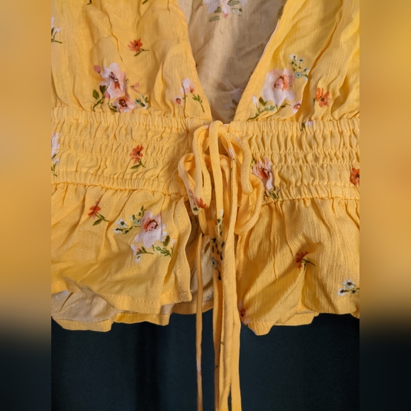 Yellow Forever 21 Tie-Front Top - Picture 3 of 10